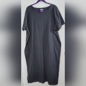 Gray Women's Maxi T-shirt Cotton Dress